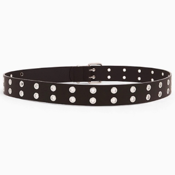 🆕 Black Double Grommet Faux Leather Belt 3 3X 22 24 NWT Torrid New! - Picture 2 of 3